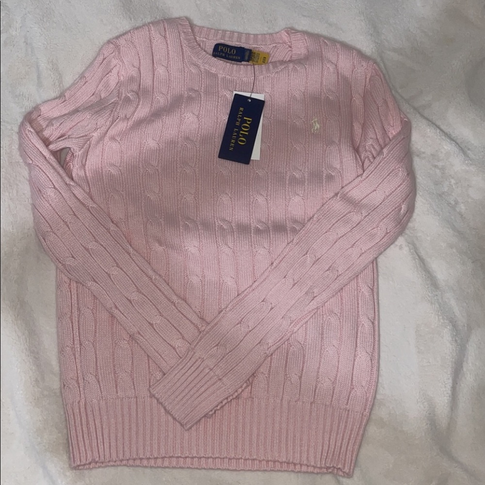 Pink polo knit long sleeve women